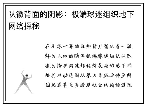 队徽背面的阴影：极端球迷组织地下网络探秘